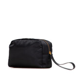 ヴァレンティノ Vロゴ ポーチ ブラック ナイロン レザー レディース VALENTINO 【中古】